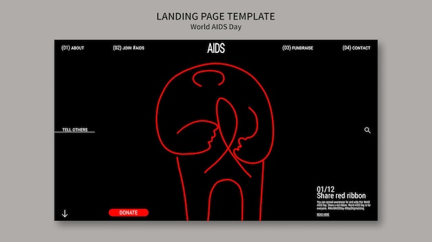 Free PSD landing page template for world aids day awareness