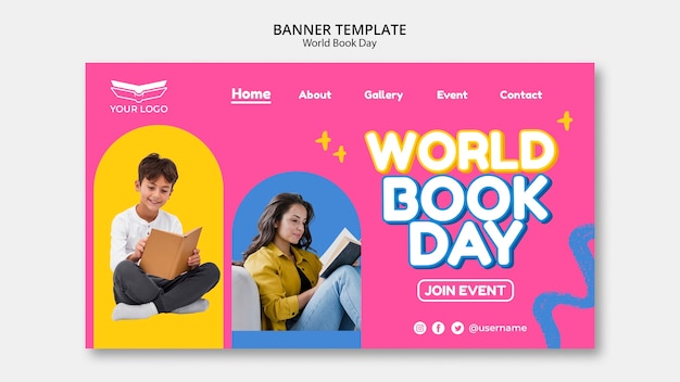 Free PSD landing page template for world book day celebration