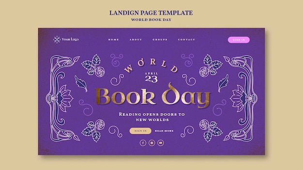 Free PSD landing page template for world book day celebration