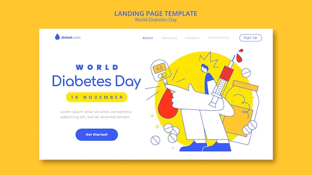 Landing page template for world diabetes day celebration