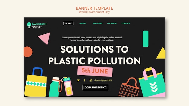 Free PSD landing page template for world environment day celebration