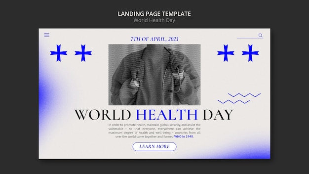 Free PSD landing page template for world health day celebration