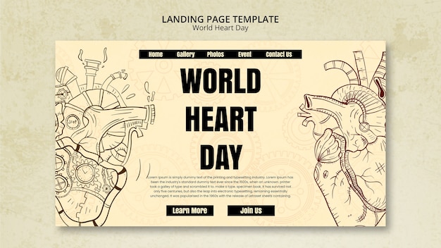 Free PSD landing page template for world heart day awareness