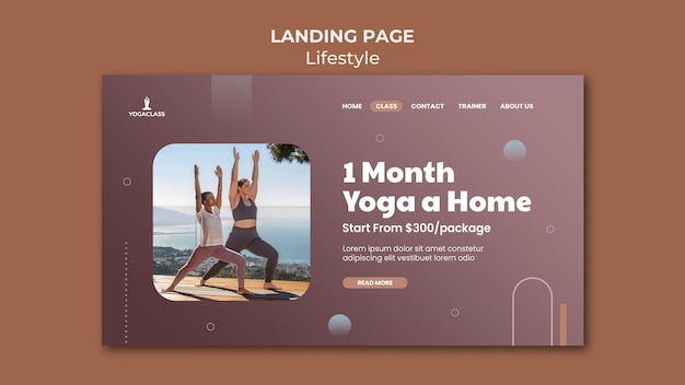 Landing page template for yoga practice and exercise