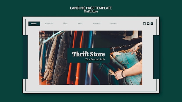 Free PSD landing page thrift store template