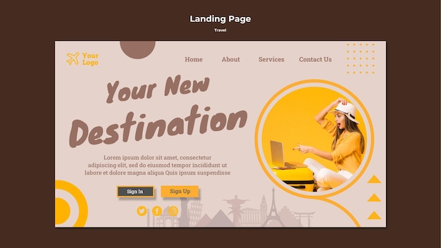 Free PSD landing page for traveling adventure time