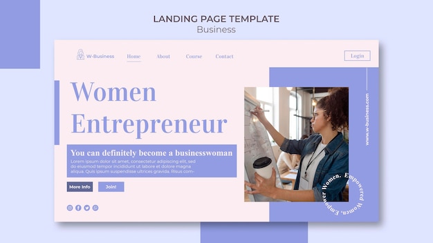 Free PSD landing page for women in business