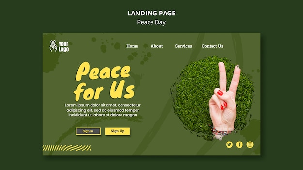 Landing page for world peace day