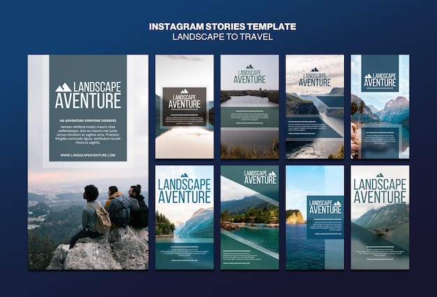 Free PSD landscape for travel concept instagram stories template