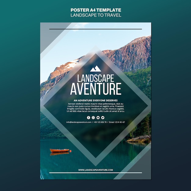 Free PSD landscape for travel concept poster template