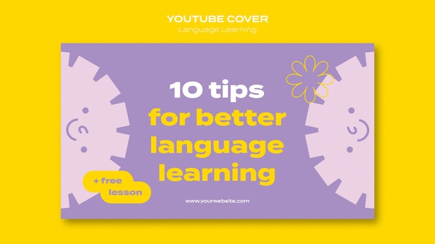 Free PSD language learning classes youtube cover template