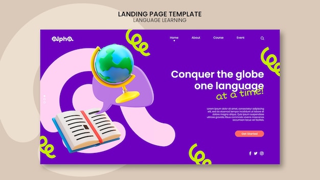 Free PSD language learning template design