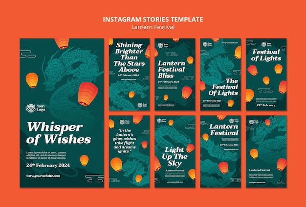 Free PSD lantern festival celebration instagram stories