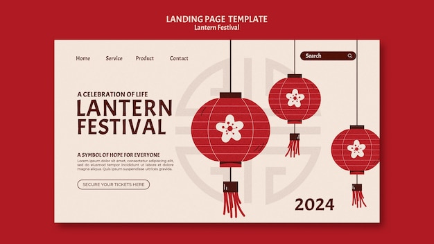 Free PSD lantern festival celebration landing page