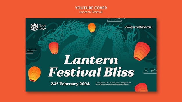 Free PSD lantern festival celebration youtube cover template