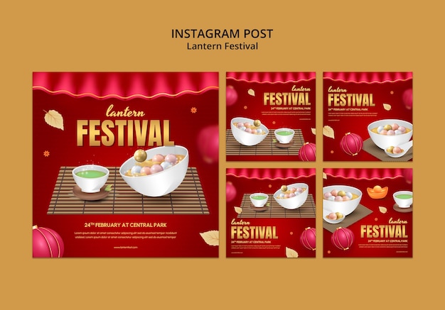 Free PSD lantern festival template design