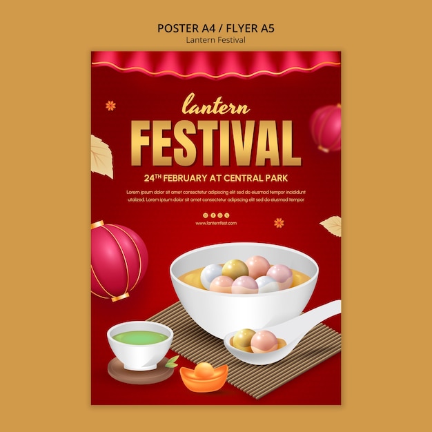 Free PSD lantern festival template design