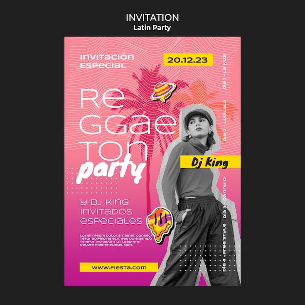 Free PSD latino party invitation template