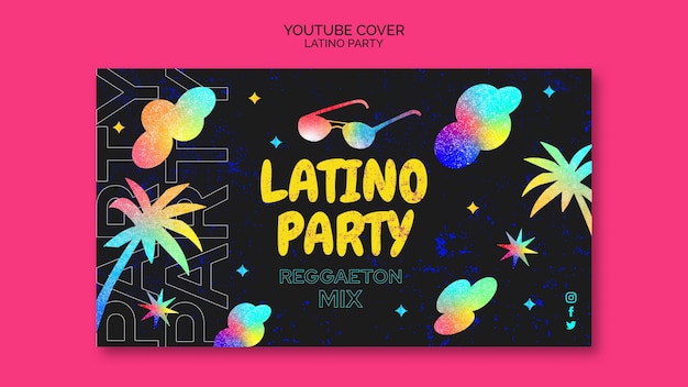 Free PSD latino party youtube cover template