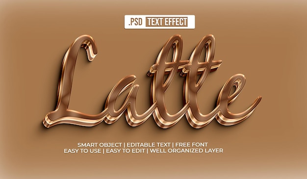 Free PSD latte text style effect