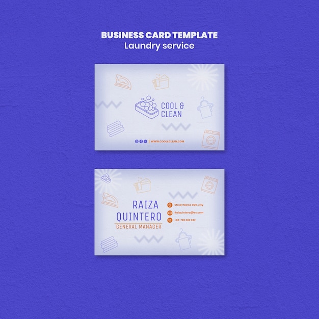 Free PSD laundry service business card template