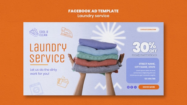 Free PSD laundry service facebook template