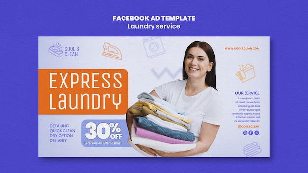 Free PSD laundry service facebook template