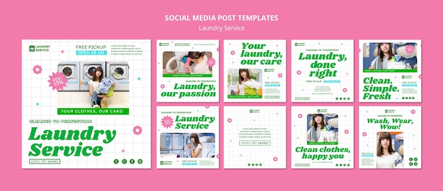 Free PSD laundry service  instagram posts