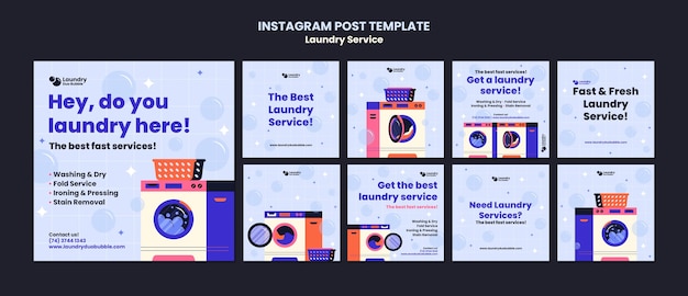 Free PSD laundry service  instagram posts