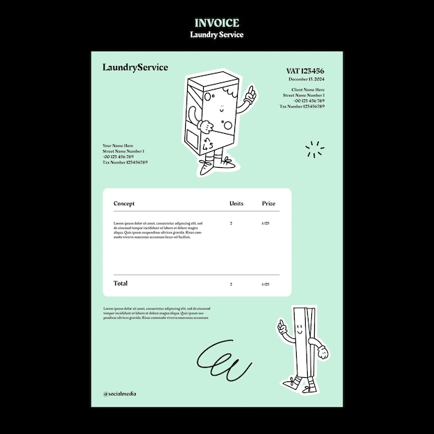 Free PSD laundry service invoice  template