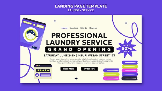 Free PSD laundry service  landing page template