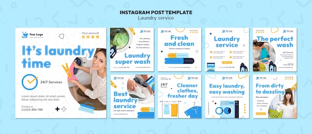 Free PSD laundry service template design