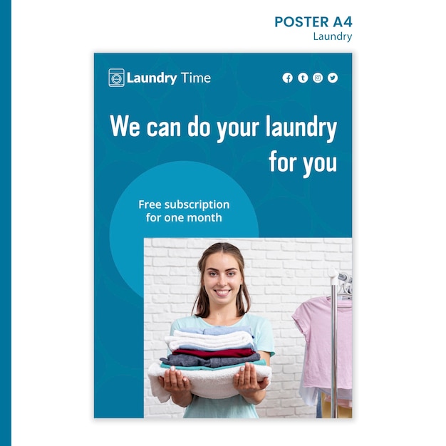 Free PSD laundry service template poster