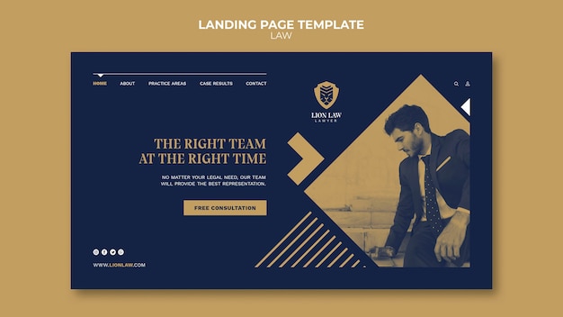 Free PSD law landing page design template