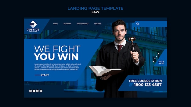 Free PSD law landing page design template