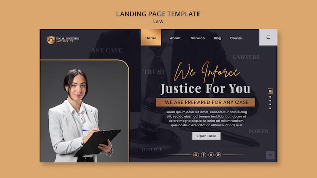 Free PSD law landing page design template