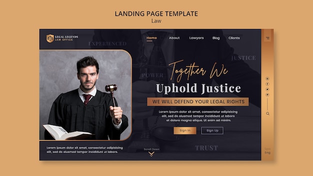 Free PSD law landing page design template