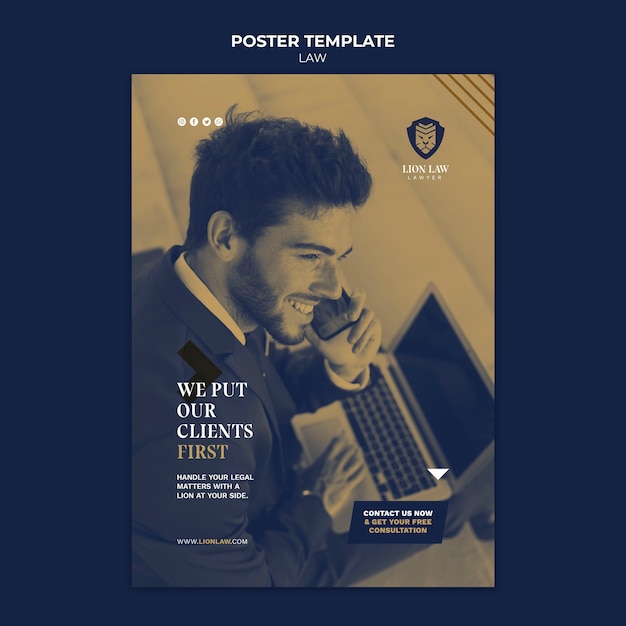 Law poster design template