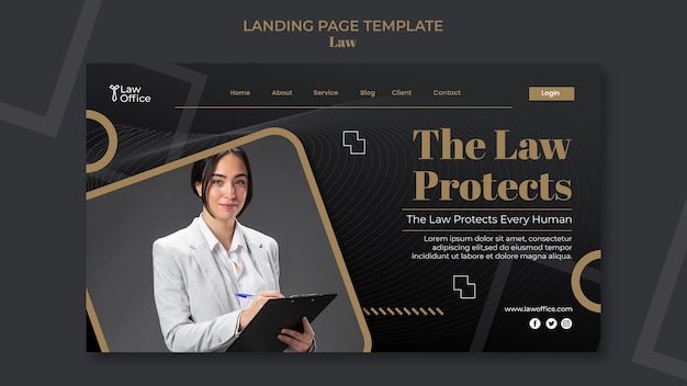 Free PSD law template design landing page