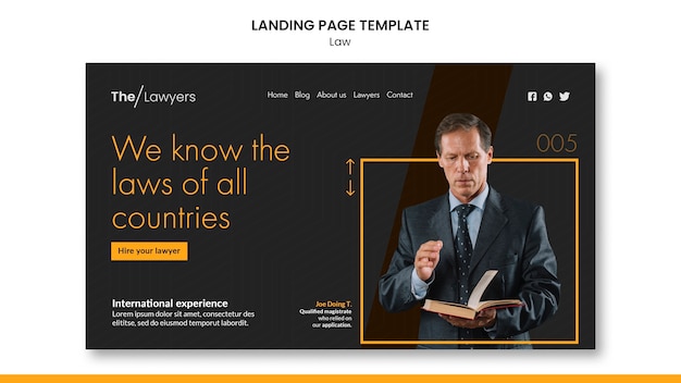 Free PSD law template landing page design