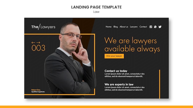 Free PSD law template landing page design