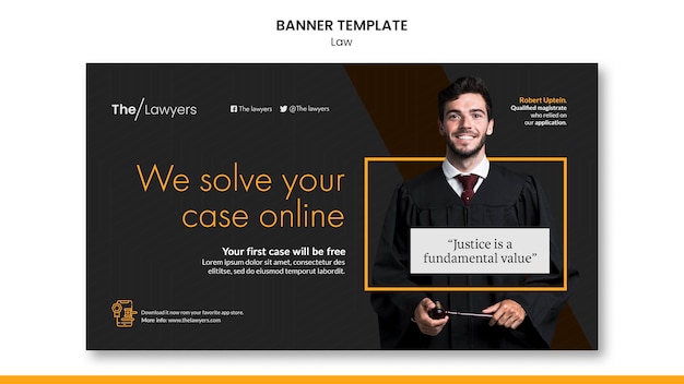 Free PSD law template landing page design