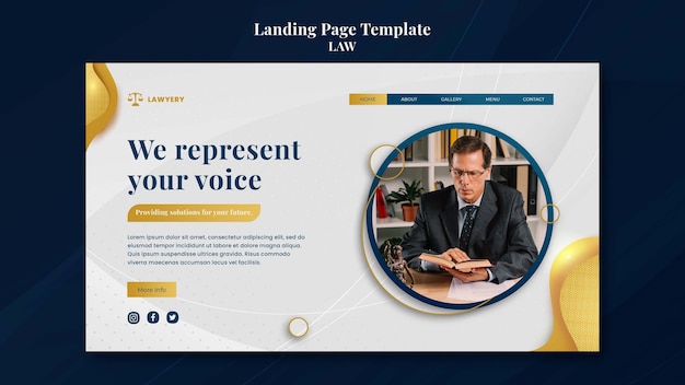 Law template landing page design