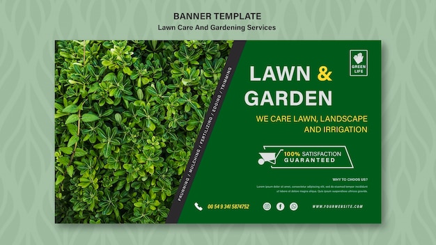 Free PSD lawn care concept banner template