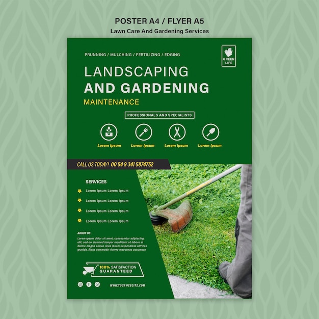 Free PSD lawn care concept flyer template