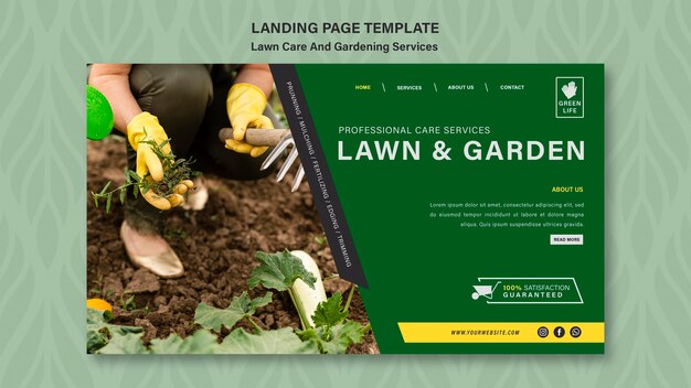 Lawn care concept landing page template