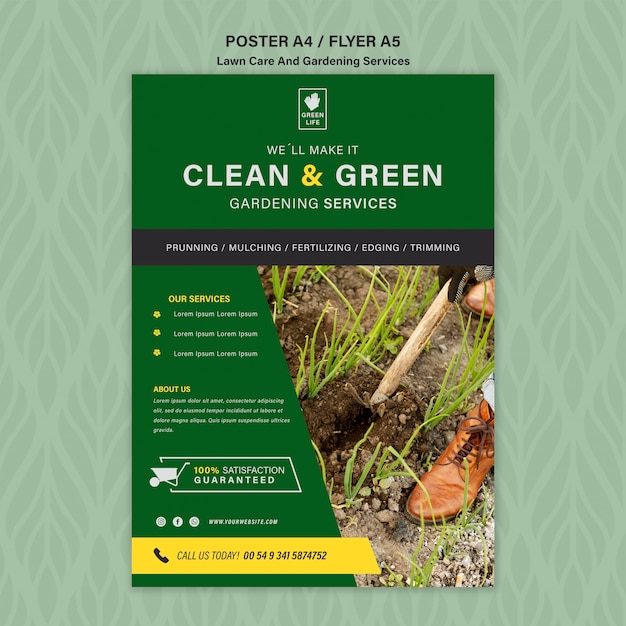 Lawn care concept poster template