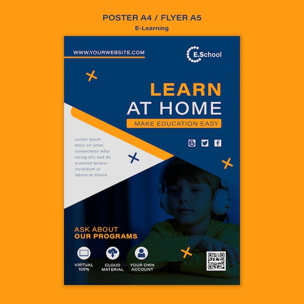 Learn at home poster template