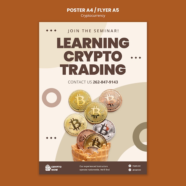 Free PSD learning crypto trading poster template