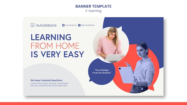 Learning from home banner template